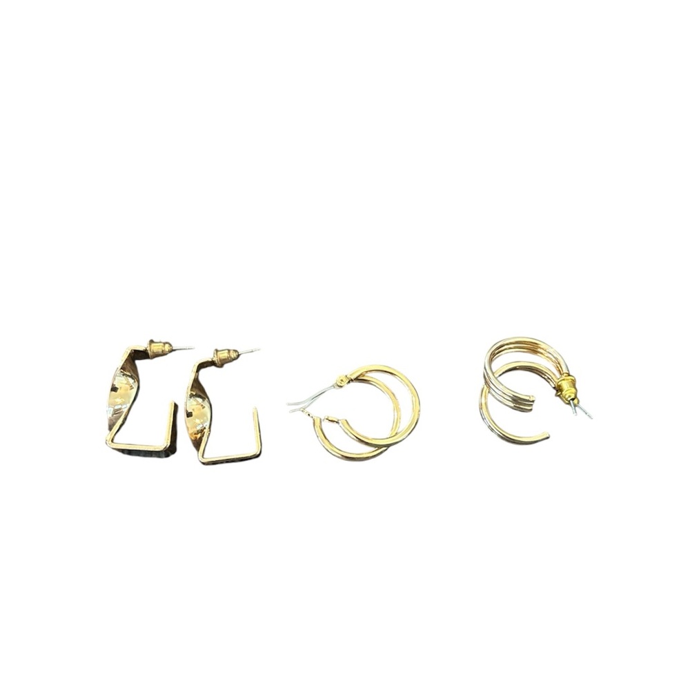 Anthropologie Set of 3 Gold Hoop Earrings
